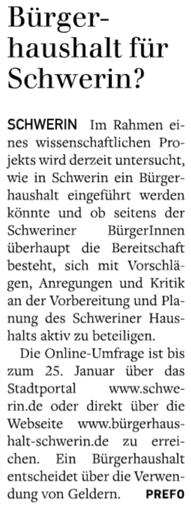 Express - Bürgerhaushalt für Schwerin?